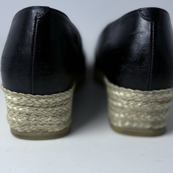 andré assous Made‎ in Spain Womens 9N Black Leather Slip-on Espadrille Shoe - Picture 4 of 12